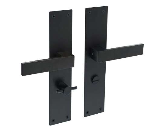 Afbeeldingen van INTERSTEEL Deurkruk Amsterdam met schild 250x55x2mm zwart 0571