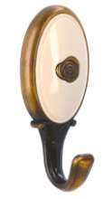 Afbeeldingen van Siro Kapstokhaak metaal - boorafstand 24mm/L 77mm/H 29mm/B 34mm antiek messing/ beige 