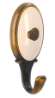 Afbeeldingen van Siro Kapstokhaak metaal - boorafstand 24mm/L 77mm/H 29mm/B 34mm antiek messing/ beige 