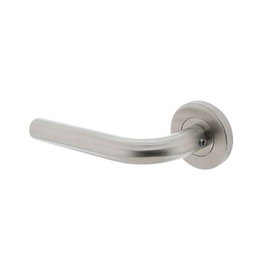 Afbeeldingen van INTERSTEEL Gatdeel links Recht op rond rozet staal met 7mm nok rvs 1270