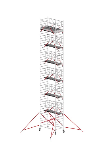Afbeeldingen van Altrex Rolsteiger breed - aluminium met voorloopleuningen en schoren in de basis RS TOWER 52