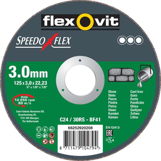 Afbeeldingen van Flexovit Doorslijpschijf - Ø230x3.0x22.2mm - steen