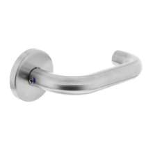 Afbeeldingen van INTERSTEEL Deurkruk Rond op geveerde kunststof onderrozet ø55x8mm +7mm nokken rvs 1011