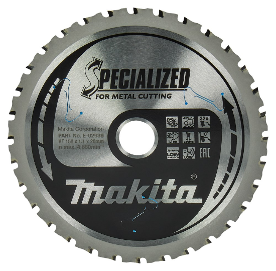 Afbeeldingen van Makita zaagblad E-02939 - Ø150x20mm 32 tands 0° - geschkit voor staal