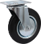 Afbeeldingen van Kelfort zwenkwiel - Ø200mm (205kg) - gegalvaniseerd met stalen velg, plaat en rollager zwart rubber loopvlak 