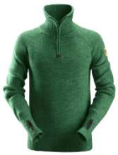 Afbeeldingen van Snickers sweater wol half zip 2905-3900, Maat 3XL, bosgroen