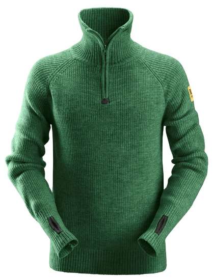 Afbeeldingen van Snickers sweater wol half zip 2905-3900, Maat 3XL, bosgroen
