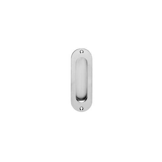 Afbeeldingen van INTERSTEEL Schuifdeurkom ovaal 120x40mm schroefgaten rvs geborsteld 4476