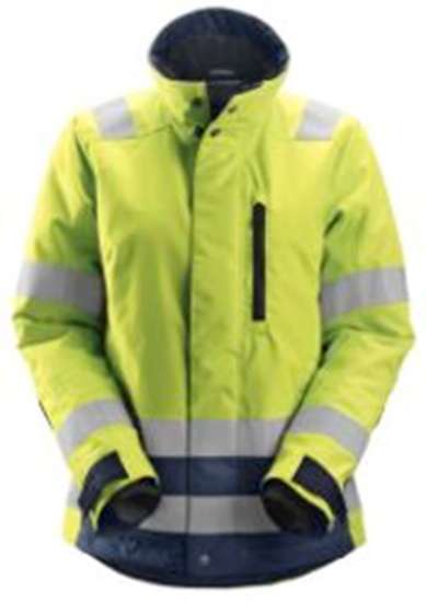 Afbeeldingen van Snickers Allround damesjack klasse 2/3 1137-6695, Maat L, high-visibillity geel/donker blauw