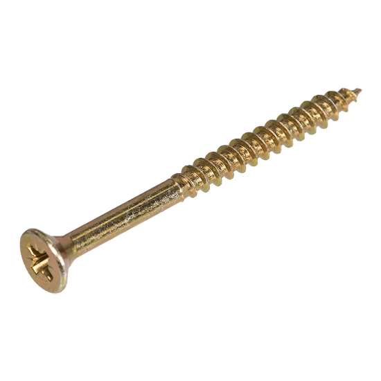 Afbeeldingen van spaanplaatschroef - Ø6.0x140/70mm PZ-3 - platkop geel verzinkt