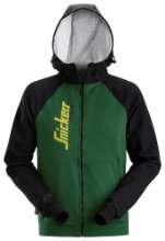 Afbeeldingen van Snickers hoodie met logo en rits 2888-3904, Maat S, bosgroen/zwart