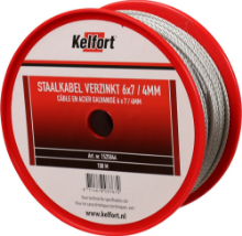 Afbeeldingen van Kelfort Staalkabel - 4mm 100 meter - 6x7 vlechtvorm gegalvaniseerd 