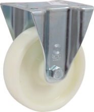 Afbeeldingen van Kelfort bokwiel - Ø125mm (150kg) - gegalvaniseerd met plaat en rollager wit polyamide loopvlak  Op=Op