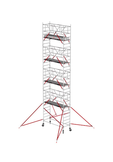 Afbeeldingen van Altrex Rolsteiger smal - aluminium met voorloopleuningen en schoren in de basis RS TOWER 51