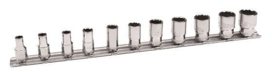 Afbeeldingen van Bahco 1/4'' dopsleutelset 11 delig op rail
