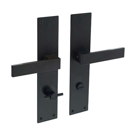 Afbeeldingen van INTERSTEEL Deurkruk Amsterdam met schild 250x55x2mm zwart 0571