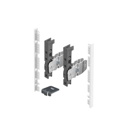 Afbeeldingen van Hettich AvanTech YOU Set verbinders voor inliggend front om zelf op maat te maken, te gebruiken met ladezijwand, systeemhoogte  139,  wit