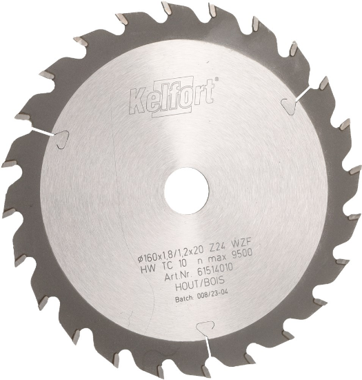 Afbeeldingen van Kelfort cirkelzaagblad - Ø160x1,8/1,2x20mm 24 tands WZF - voor hout