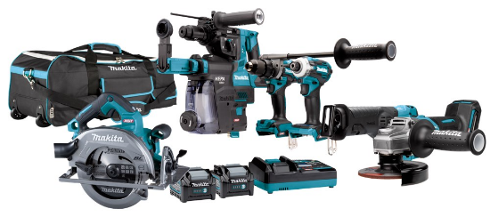 Afbeeldingen van Makita 40 V Max Combiset boren, (slag)schroeven, slijpen en zagen DK0162G601