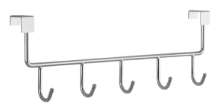 Afbeeldingen van Siro Deurkapstok metaal - met 5 haken boorafstand 344mm/L 355mm/H 51mm/B 110mm chroom glanzend 