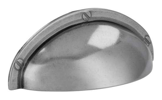 Afbeeldingen van Siro Schelpgreep metaal - boorafstand 64mm/L 85mm/H 27mm/B 31mm - antiek zilver 