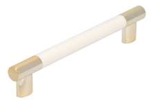 Afbeeldingen van Siro Meubelgreep kunststof - boorafstand 128mm/L 154mm/H 28mm/B 12mm - wit/goud 