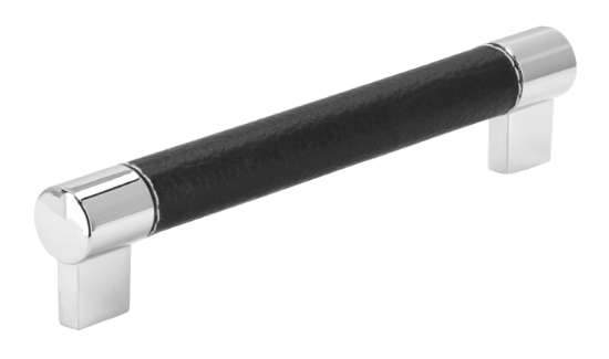 Afbeeldingen van Siro Meubelgreep kunststof - boorafstand 160mm/L 184mm/H 37mm/B 20mm zwart/chroom 