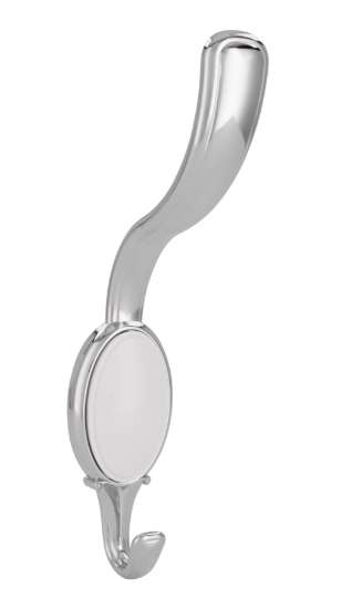 Afbeeldingen van Siro Kapstokhaak metaal - boorafstand 24mm/L 158mm/H 64mm/B 34mm chroom glanzend/wit 