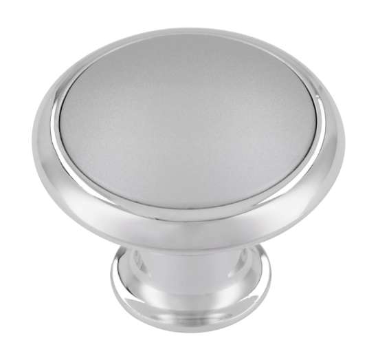 Afbeeldingen van Siro Meubelknop kunststof - L 34mm/H 27mm/B 34mm - chroom glanzend/aluminium 