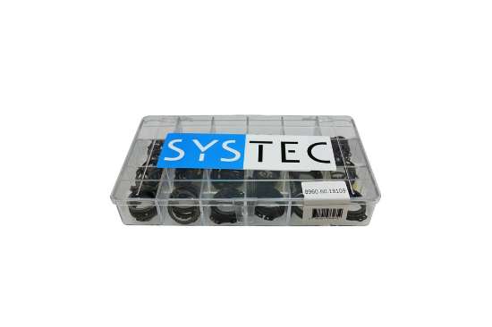 Afbeeldingen van Systec assortimentsdoos zekeringsring voor as - 18 vaks Ø10-27mm - 262 stuks gezwart