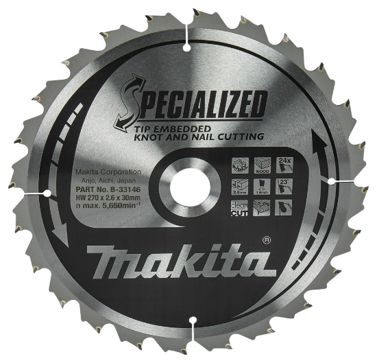 Afbeeldingen van Makita Zaagb Tipe 270X30X2,6 24T 23G B-33146