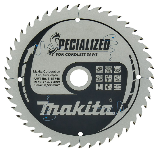 Afbeeldingen van Makita zaagblad - Ø165x20x1.45mm HM 44 Tands 23° - voor laminaat