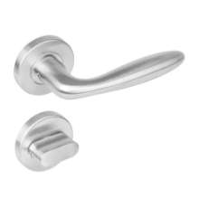 Afbeeldingen van INTERSTEEL Deurkruk Jupiter op rozet met 7 mm nok toilet-/badkamersluiting rvs geborsteld 1281