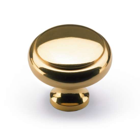 Afbeeldingen van Hettich Knop Solva, H 23 mm, ø 30 mm, messingkleurig glans