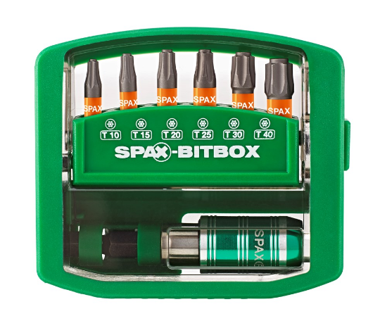 Afbeeldingen van Spax bit set T10 t/m T40 + Rapid bithouder