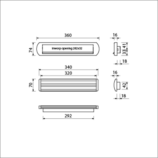 Afbeeldingen van Ami Briefplaat EP975/1 - deurdikte 53/57mm - RVS-look 