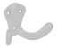 Afbeeldingen van Siro Kapstokhaak metaal - boorafstand 19x22x22mm/L 47mm/H 32mm/B 72mm - wit 