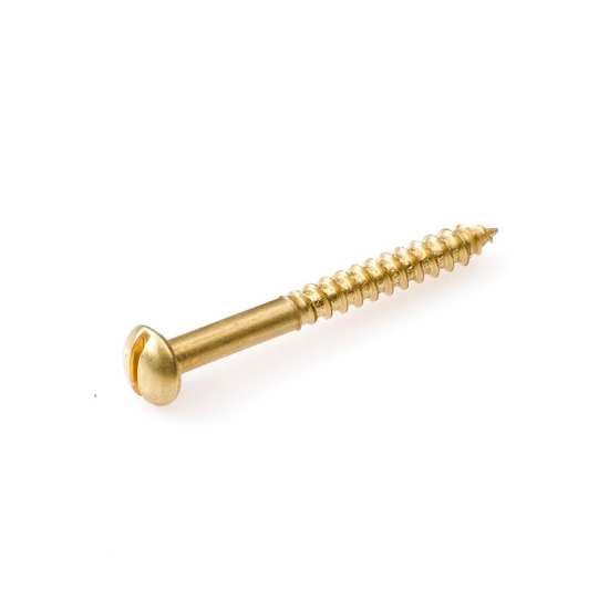 Afbeeldingen van Houtschroef - Ø4.0x30mm zaagsnede - bolkop messing blank DIN96 
