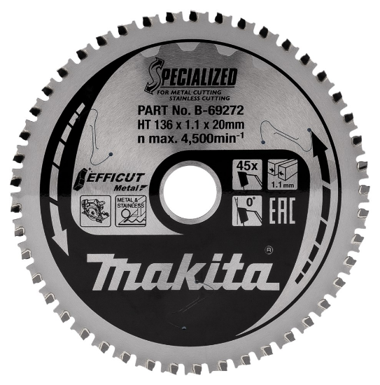 Afbeeldingen van Makita Zaagblad Efficut - 136x20x1,1mm 45 Tands 5° - RVS 