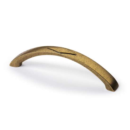 Afbeeldingen van Hettich Greep Bracara, boorafstand 128, L 150 mm, B 15 mm, H 33 mm, messingkleurig antiek