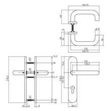Afbeeldingen van INTERSTEEL Deurkruk 1295 Rond op verdekt schild profielcilindergat 92mm met nokken 7mm RVS EN1906/4 klei 1295