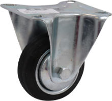 Afbeeldingen van Kelfort bokwiel - Ø80mm (50kg) - gegalvaniseerd met stalen velg, plaat en rollager zwart rubber loopvlak 