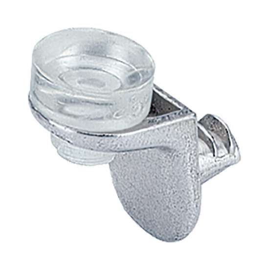 Afbeeldingen van Hettich Glasplaatdrager Sekura 8, ø 5 mm, Spuitgietzink vernikkeld, transparant