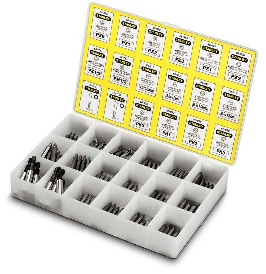 Afbeeldingen van Stanley assortiment bits - PZ/PH en zaagsnede - 200 delig met magnetische adapter