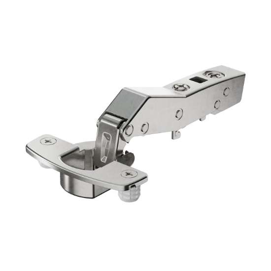 Afbeeldingen van Hettich Sensys hoekscharnier W30 met geïntegreerde demping (Sensys 8639i W30), vernikkeld, opliggend, openingshoek 95°, TB-boorbeeld 45 x 9,5 mm, om in te drukken (ø 8 x 11)