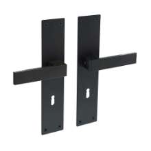 Afbeeldingen van INTERSTEEL Deurkruk Amsterdam met schild 250x55x2mm zwart 0571