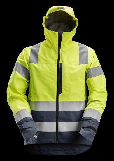 Afbeeldingen van Snickers Allround shell jack klasse 3 1330-6695 - maat M - high-visibillity geel/donker blauw
