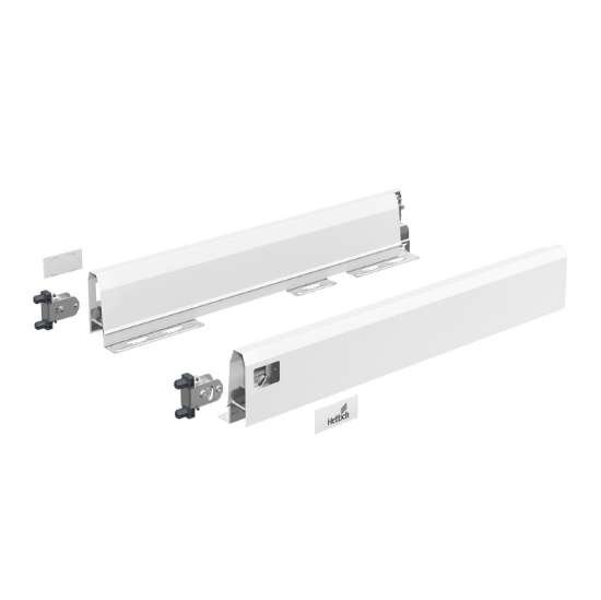 Afbeeldingen van Hettich ArciTech Schuif- / frontlade, setverpakking, ladezijwand hoogte 94 x NL 550 mm, wit, links en rechts
