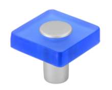 Afbeeldingen van Siro Meubelknop kunststof - L 30mm/H 26mm/B 30mm blauw/aluminium 
