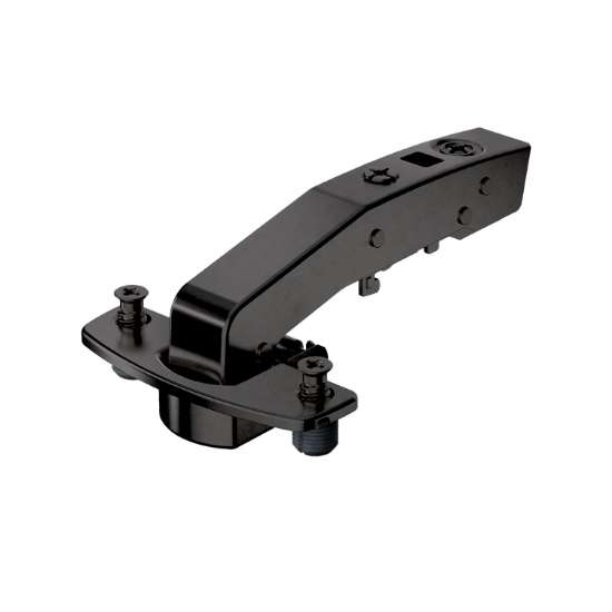 Afbeeldingen van Hettich Sensys hoekscharnier W90 veerloos (Sensys 8669 W90), in obsidiaanzwart, inliggend, openingshoek 95°, TH-boorbeeld 52 x 5,5 mm, met spreidpluggen (ø 10 x 11)